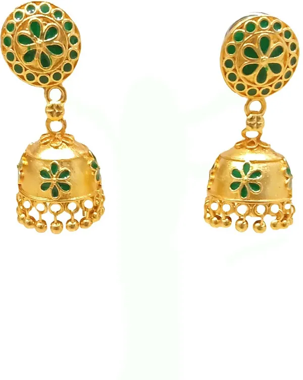 Assamese_Traditional_Copper_Gold_Plated_Green_Japi_Jhumka_Earring_For_Girls_&_Women